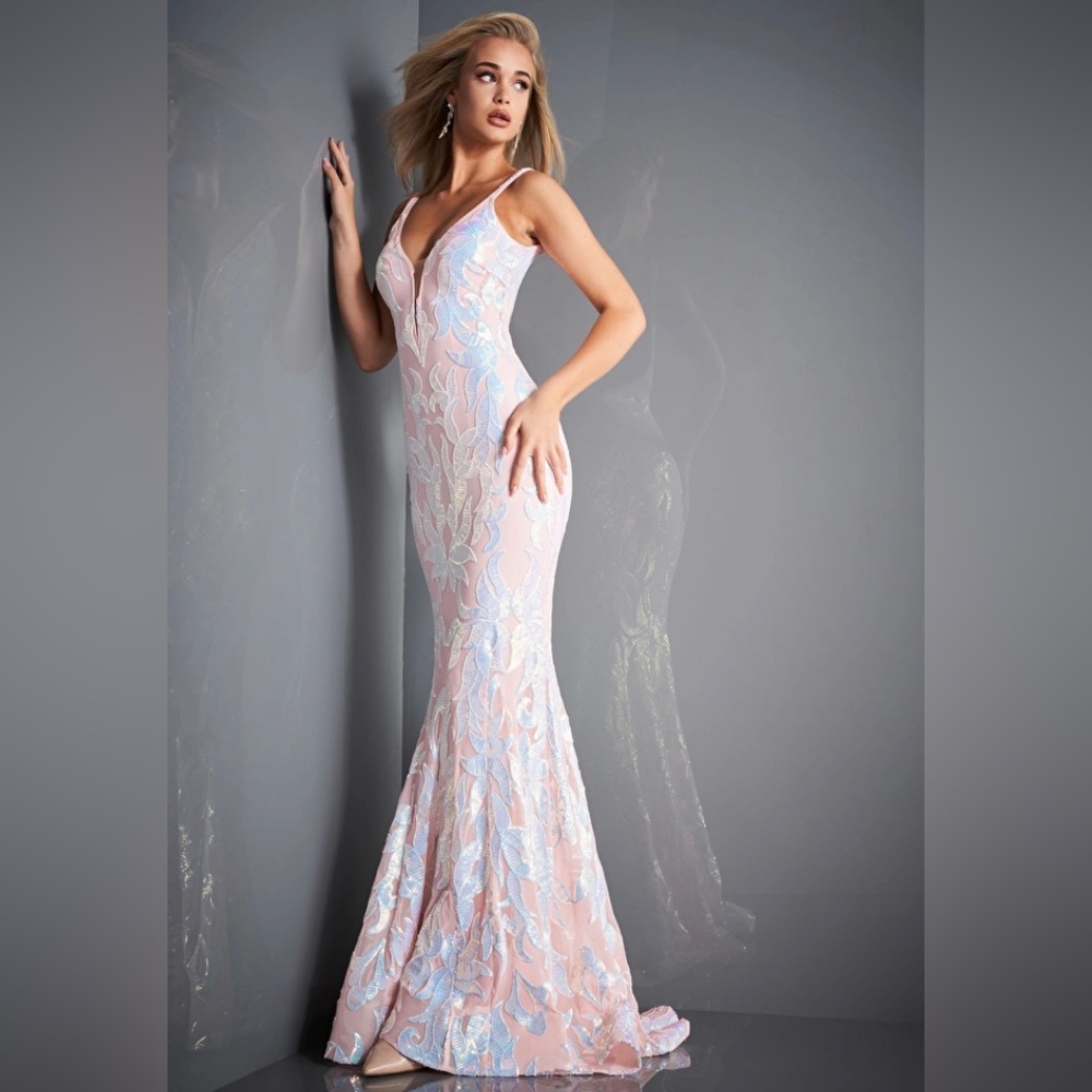 Jovani 3263 Pale Pink Sequin Prom Dress Gown size 00